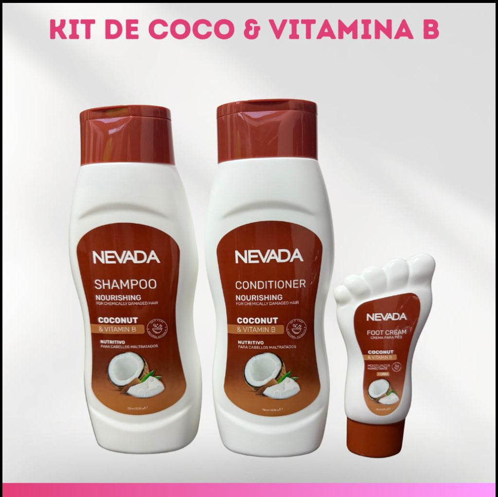 Kit de Coco & Vitamina B para Cabellos Maltratados (3 Productos) - Nevada
