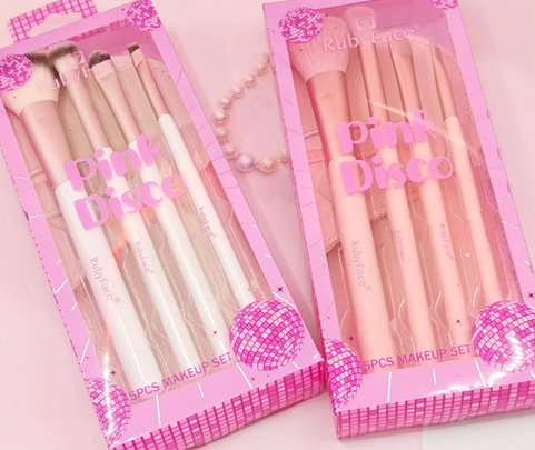 Set de 4 Brochas con Estuche Pink Disco - Ruby Face
