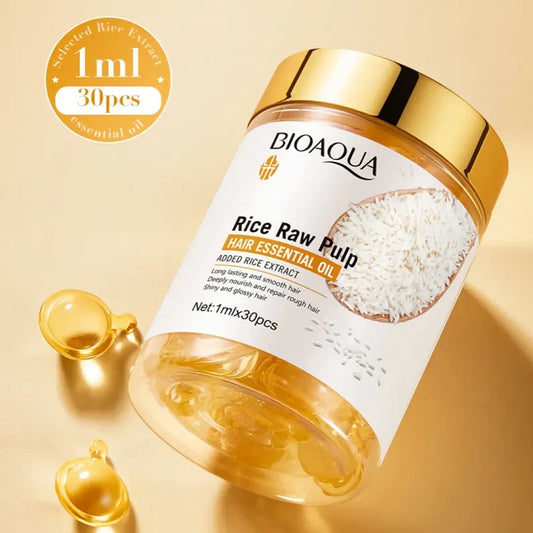 Ampollas de Aceite Esencial para Cabello de Pulpa de Arroz (30 cápsulas) - BioAqua