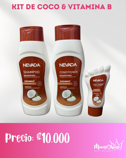 Kit de Coco & Vitamina B para Cabellos Maltratados (3 Productos) - Nevada