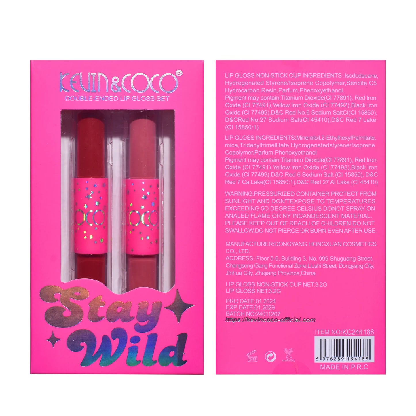 Dúo de Lipgloss Stay Wild - Kevin & Coco