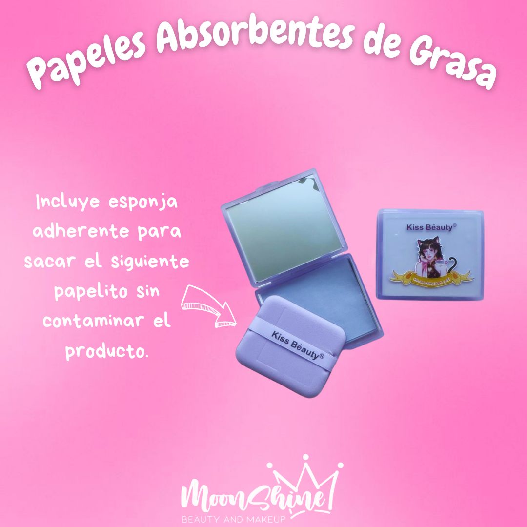 Papeles Absorbentes de Grasa (100 uds) - Kiss Beauty