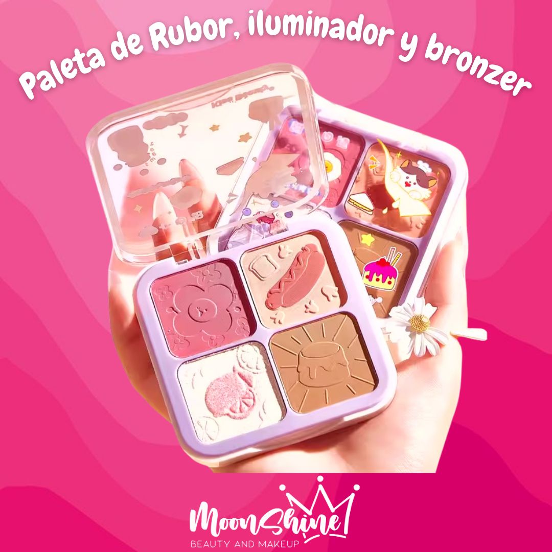 Paleta de rubor, iluminador y bronzer - Kiss Beauty