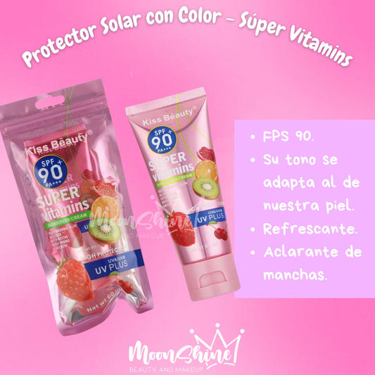 Protector Solar con Color de Vitaminas FPS 90 (60 ml) - Kiss Beauty