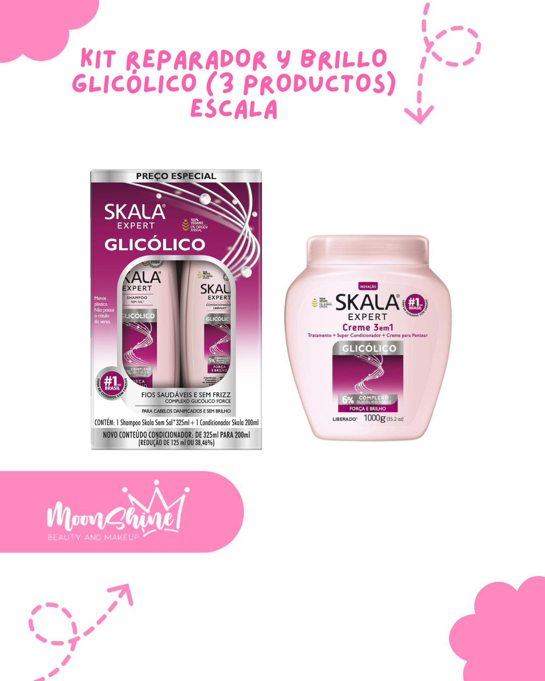 Kit Reparador y brillo Glicólico (3 productos) SKALA